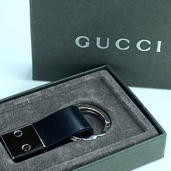 Gucci black Leather silvertone Keyring with original seal and box GS296 - Picture 2 of 8